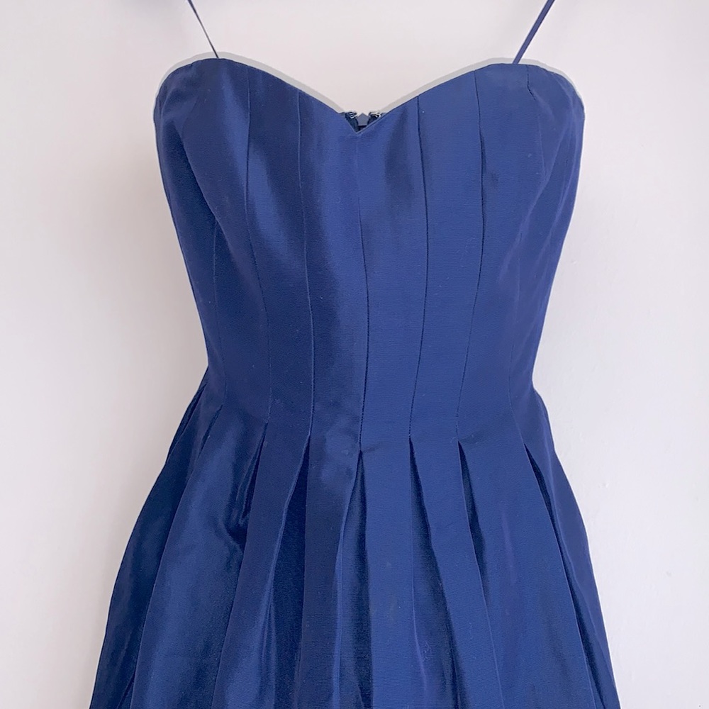 ❤️‍🔥J. Crew Size 10 Pleated Sweetheart Top Sleeveless Navy Blue Dress ❤️‍🔥